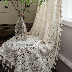 Boho Cream Crochet Curtain